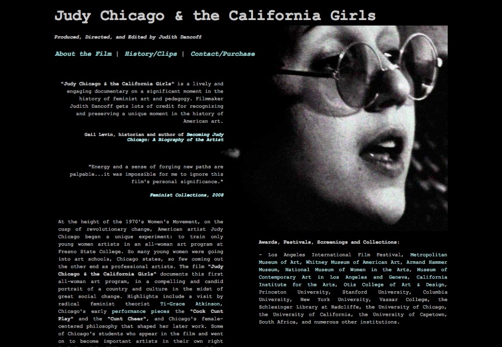 Screenshot of Judy Chicago and the California Girls website