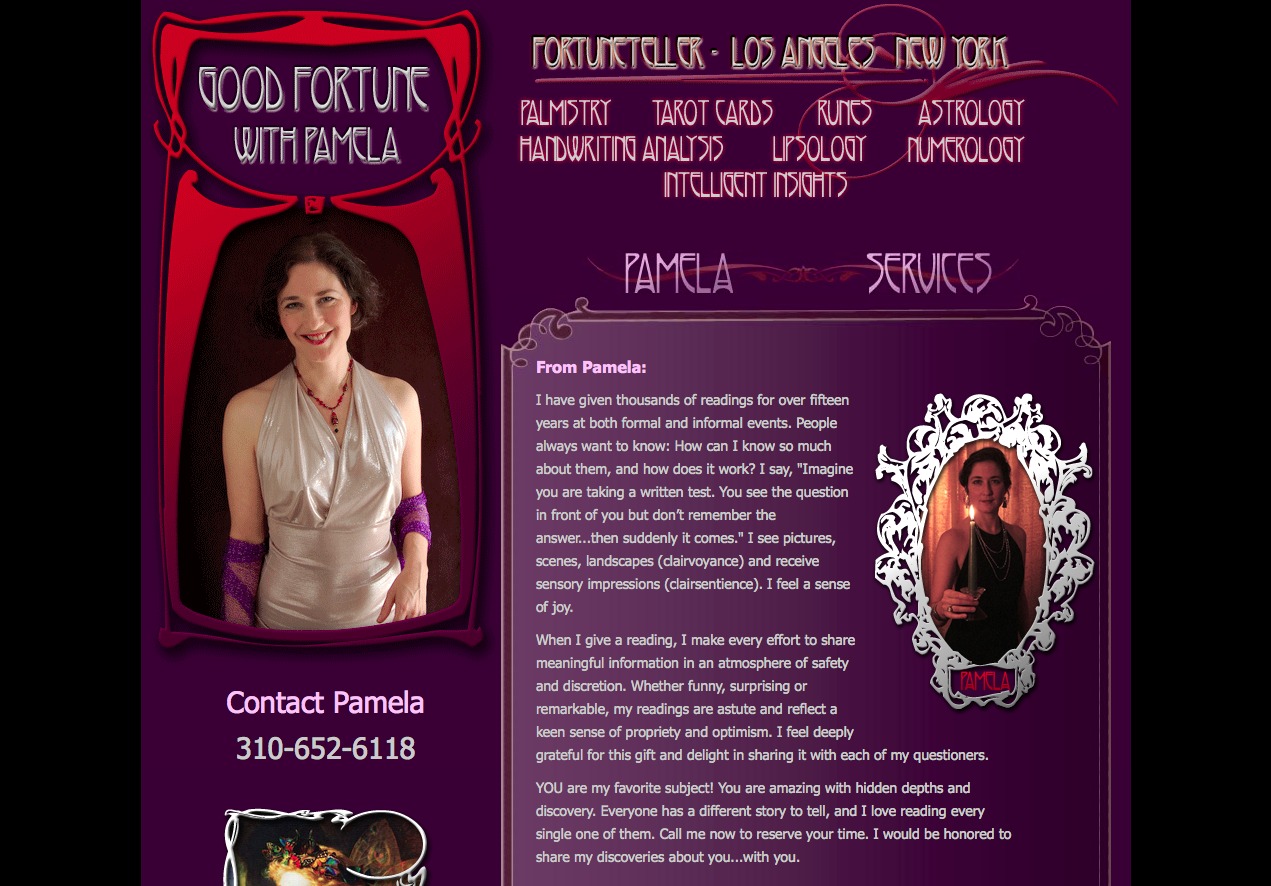 Screenshot of Good Fortune With Pamela website