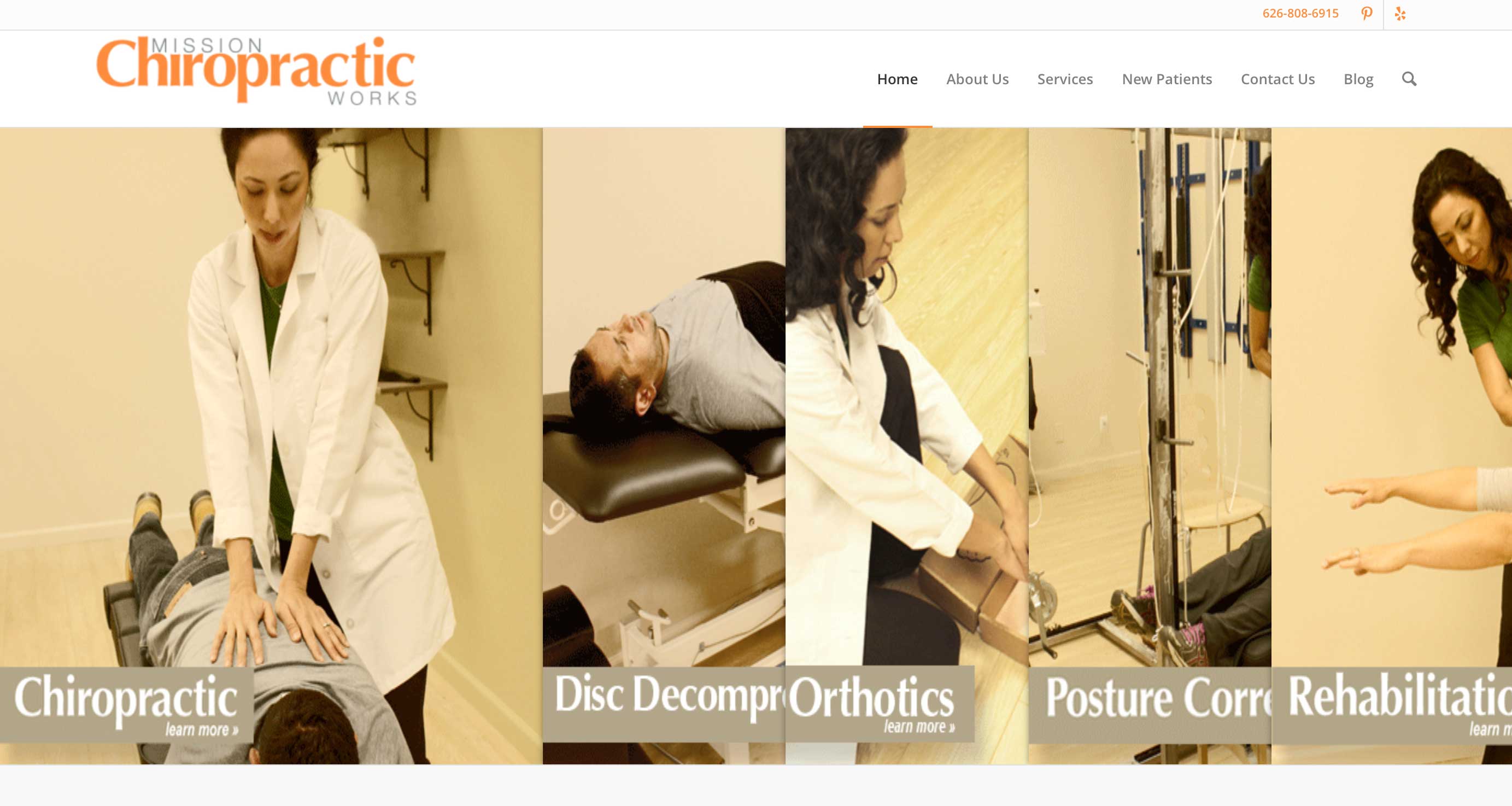 Screenshot of Mission Chiropractic Works website